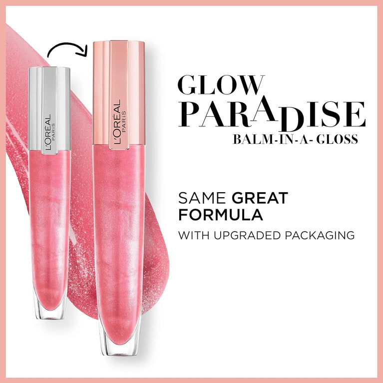 L'Oréal Paris Glow Paradise Hydrating Lip Gloss, Plumping with Hyaluronic Acid and Collagen Complex, Long-lasting Shine in 406 I Amplify Shade