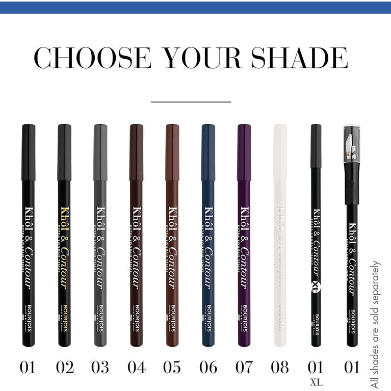 Bourjois Noir-Issime 2-in-1 Khol and Eyeliner with Sharpener, Long-lasting, Hypoallergenic Eye Pencil, 1.2g