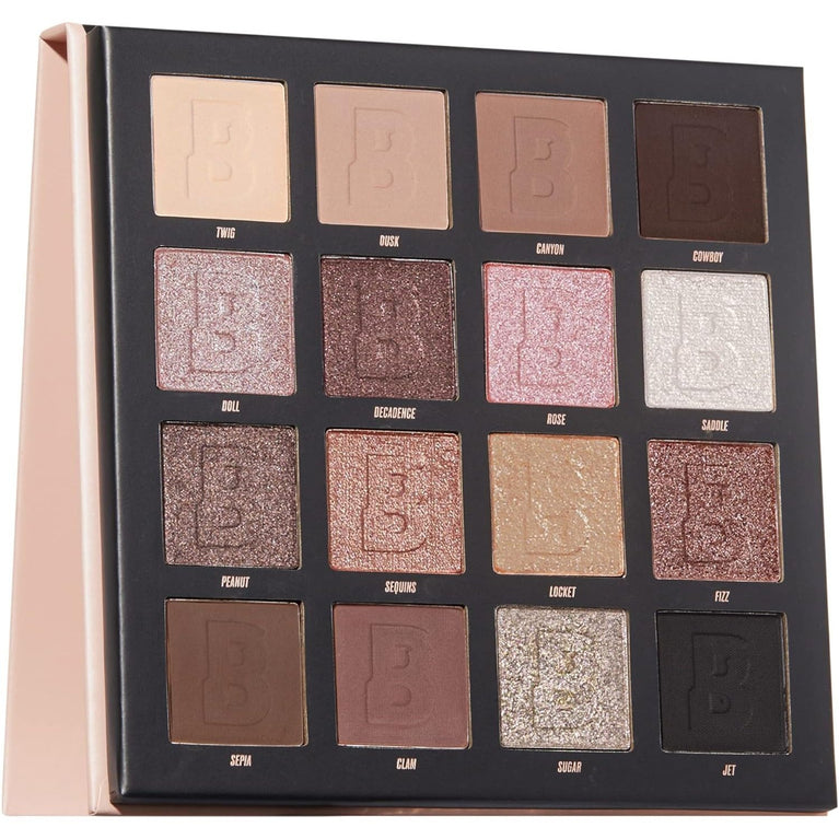 BEAUTY BAY's Deluxe 16-Shade Neutral Eyeshadow Palette - Vegan and Cruelty-Free Makeup Set with Cool Tones, Matte and Shimmer Finishes - Ideal Gift for Women