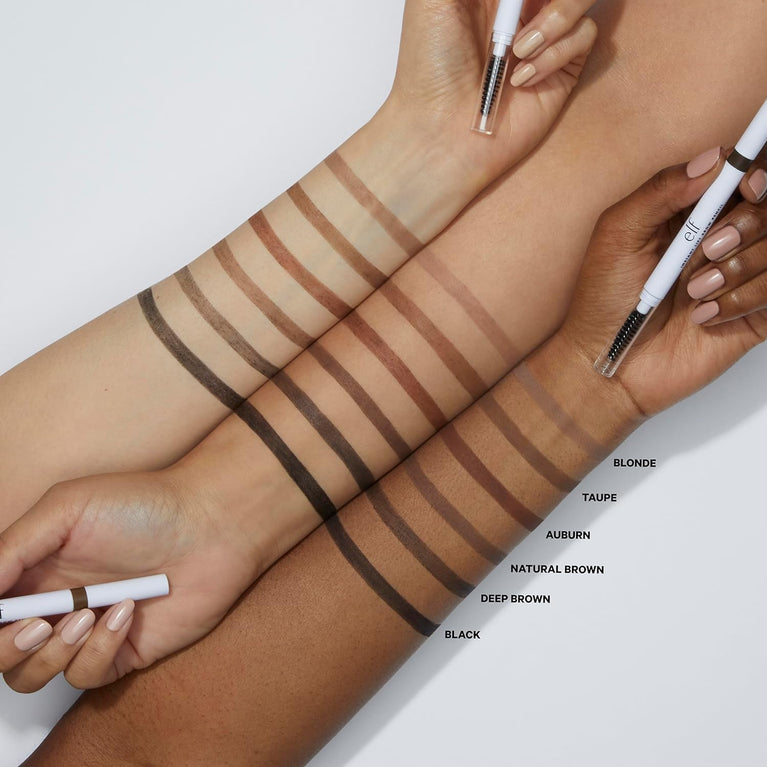e.l.f Cosmetics Long-Lasting Brow Pencil & Brush Duo, Shapes, Defines, Fills for Thicker, Fuller Brows, Natural Brown, 0.18 g - Vegan & Cruelty-Free