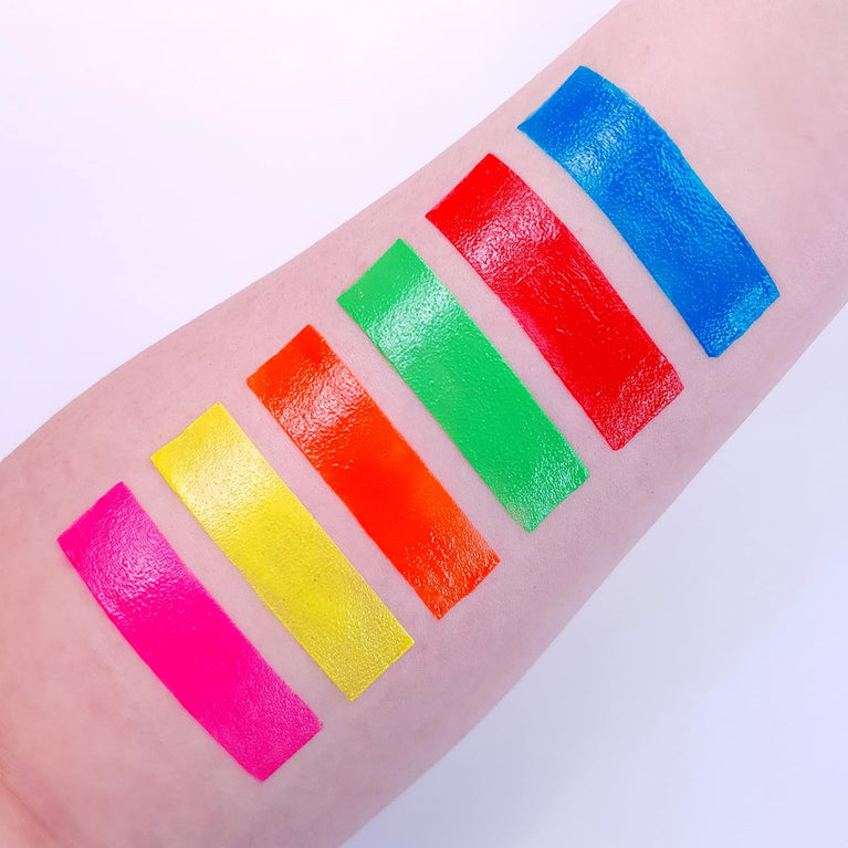 UV Glow Neon Body Crayons - Bright, Water-Resistant Face Paint Sticks (Set of 6)