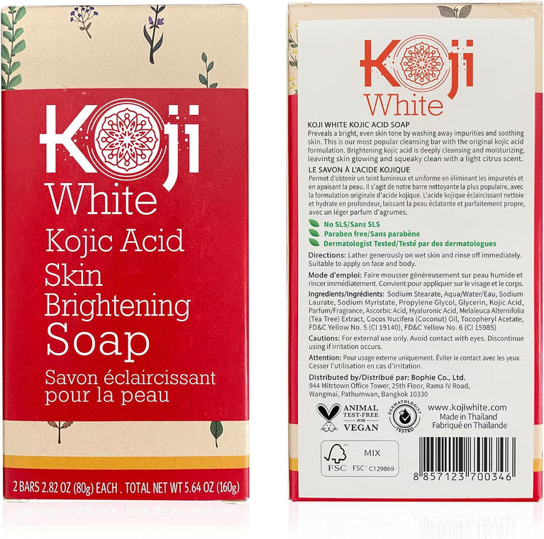 Radiant Glow Kojic Acid Skin Brightening Soap for Face and Body - 2.82 oz (2 Bars)