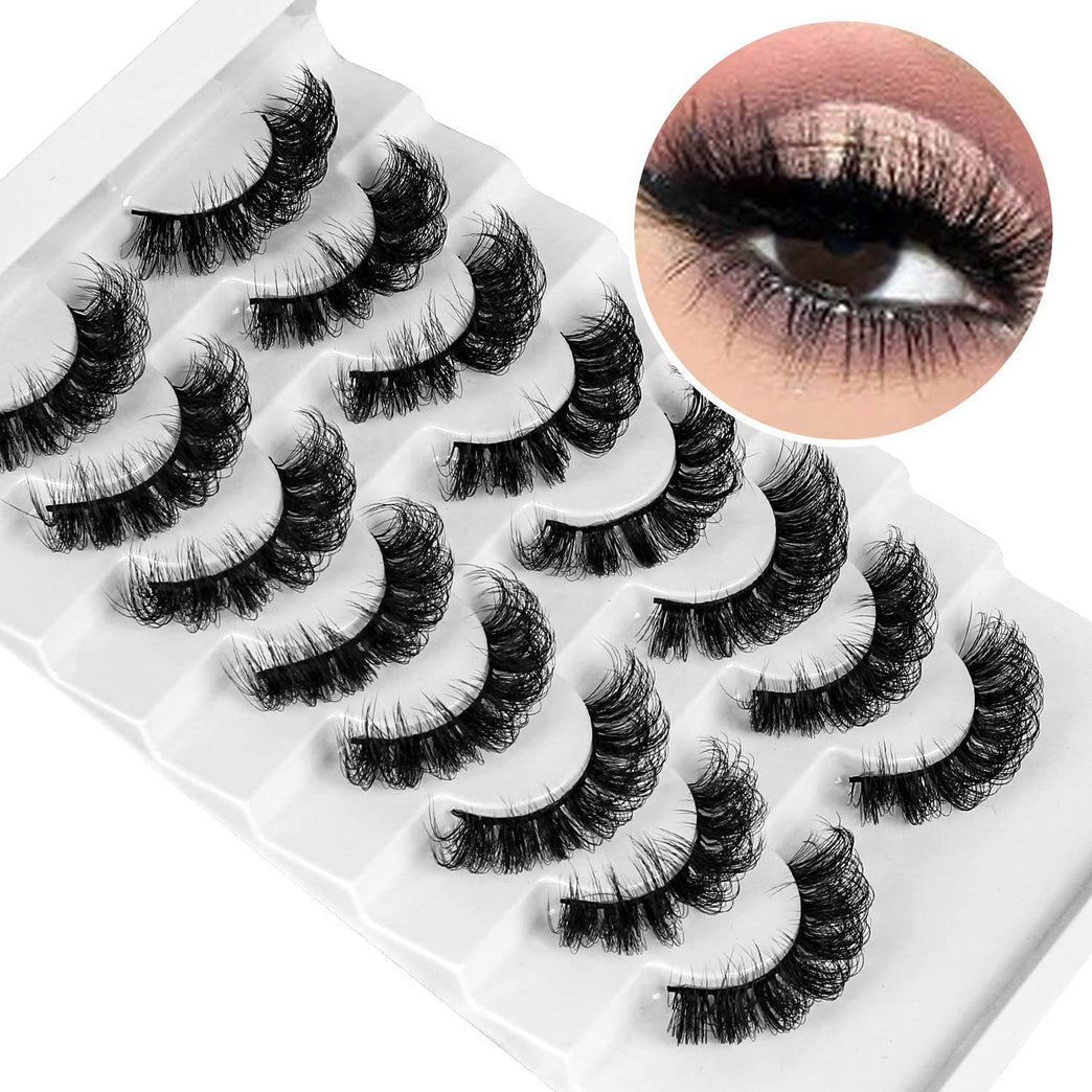 Leipple 8D Mink Effect False Eyelashes - 8 Pairs Reusable, Waterproof and Natural Looking Faux Eyelashes - Perfect for Everyday and Special Occasions (QZ-04)