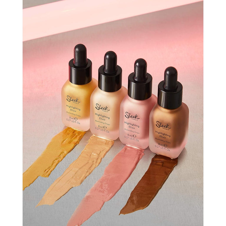 Sleek MakeUP's Illuminating Highlight Elixir with Jojoba Seed Oil & Vitamin E, Poppin' Bottles, 8ml