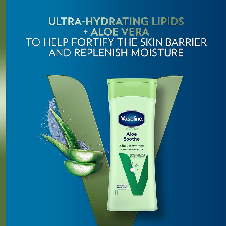 Vaseline Intensive Care Aloe Soothe Body Lotion for Dry and Irritated Skin - 6-Pack, 200 ml Bottles