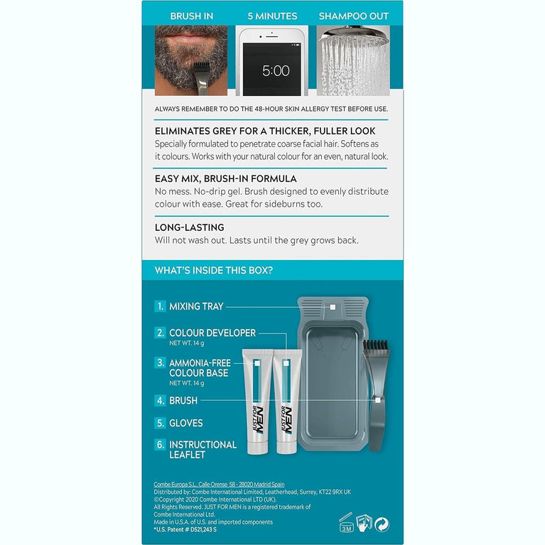 Medium Brown Just for Men Moustache & Beard Dye - Grey Eliminator for a Fuller Look - M35