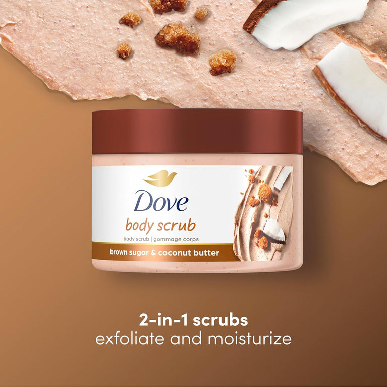 Dove Brown Sugar & Coconut Butter Body Scrub for Silky Smooth Skin 298ml