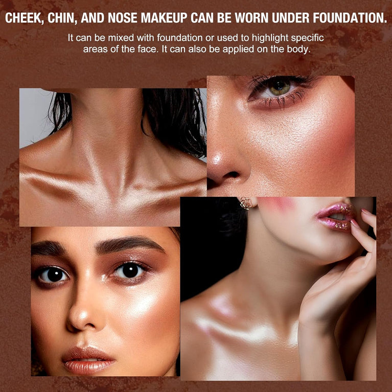Lustrous Radiance 5-in-1 Highlighter Palette - Waterproof Illuminating Makeup Powder