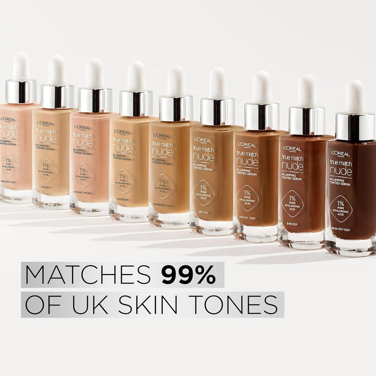 L'Oreal Paris Hyaluronic Acid Infused True Match Tinted Serum Foundation, 30ml, Shade 4-5 Medium for Radiant Skin