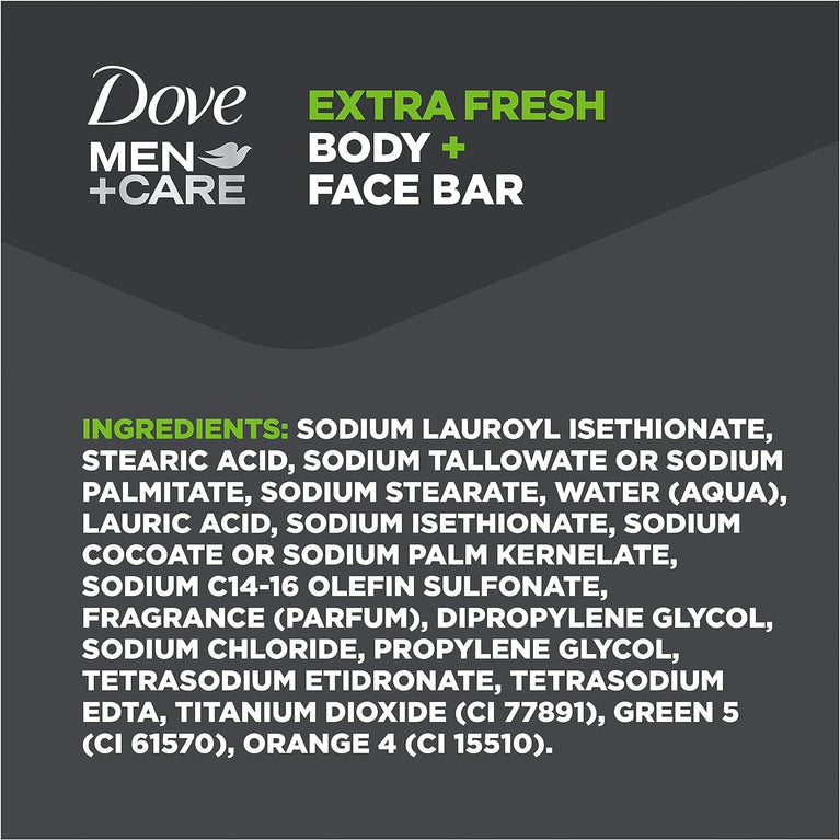 Extra Fresh Dove Men's Body and Face Bars - 2 X 90g Unisex Soap