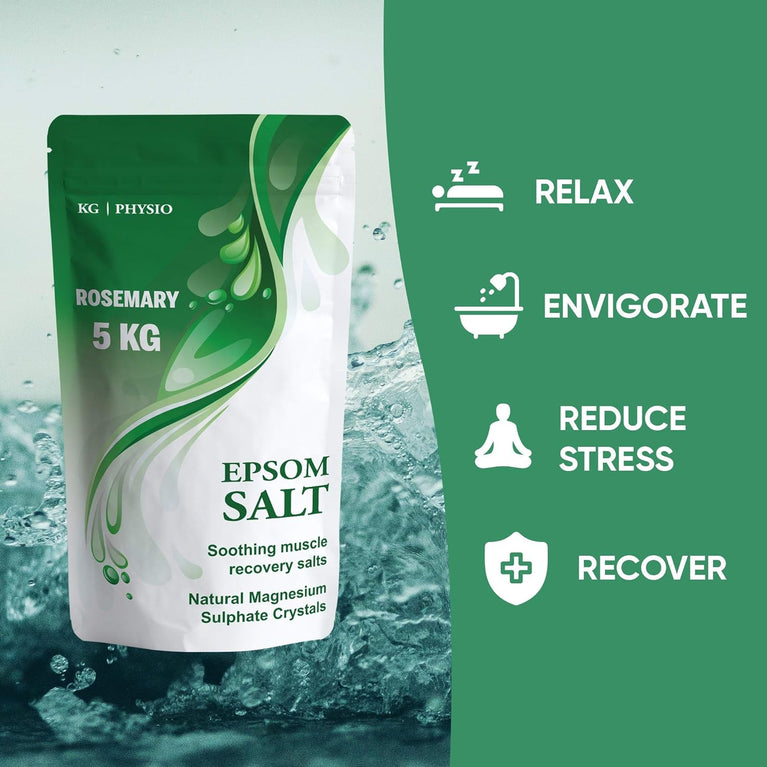 Rosemary Epsom Salt - 5kg Resealable Pouch - Bath Salts for Muscle Recovery and Relaxation