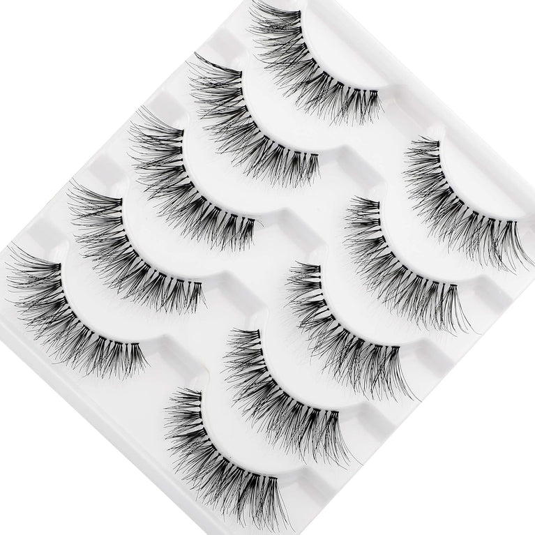 JIMIRE Glamorous Lightweight Natural False Eyelashes Multipack - Reusable and Easy to Wear