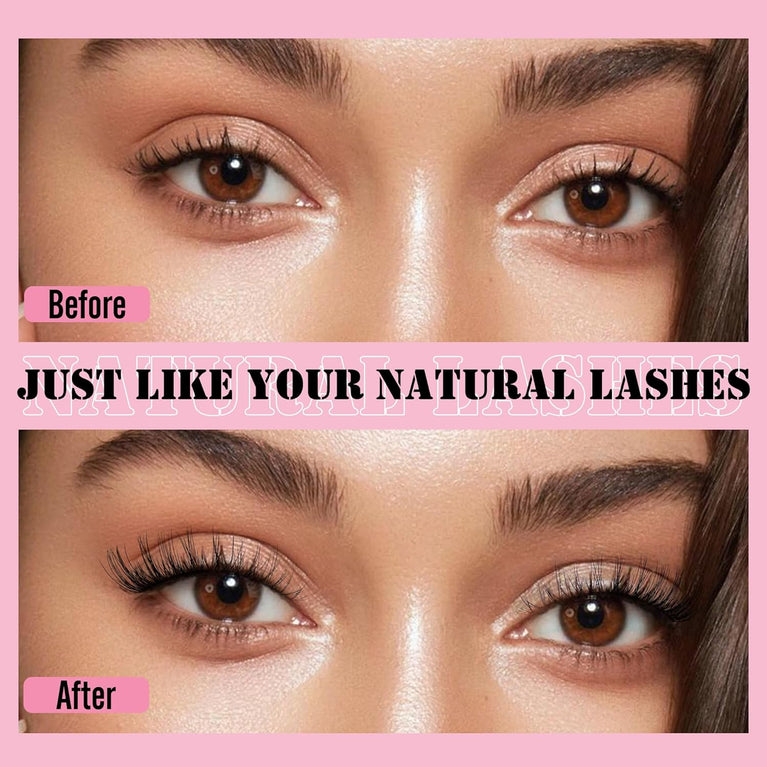 EYDEVRO's Wispy Natural Cat Eye Lashes - Faux Mink, Lightweight, Handmade False Eyelashes, 7 Pairs Pack, 12mm Short for Everyday Use