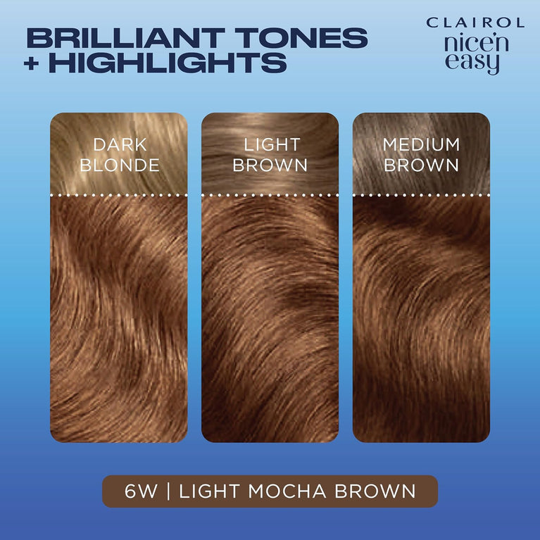 Clairol Nice'n Easy Crème, Light Mocha Brown Hair Dye - Salon Tones with Oil Infusion