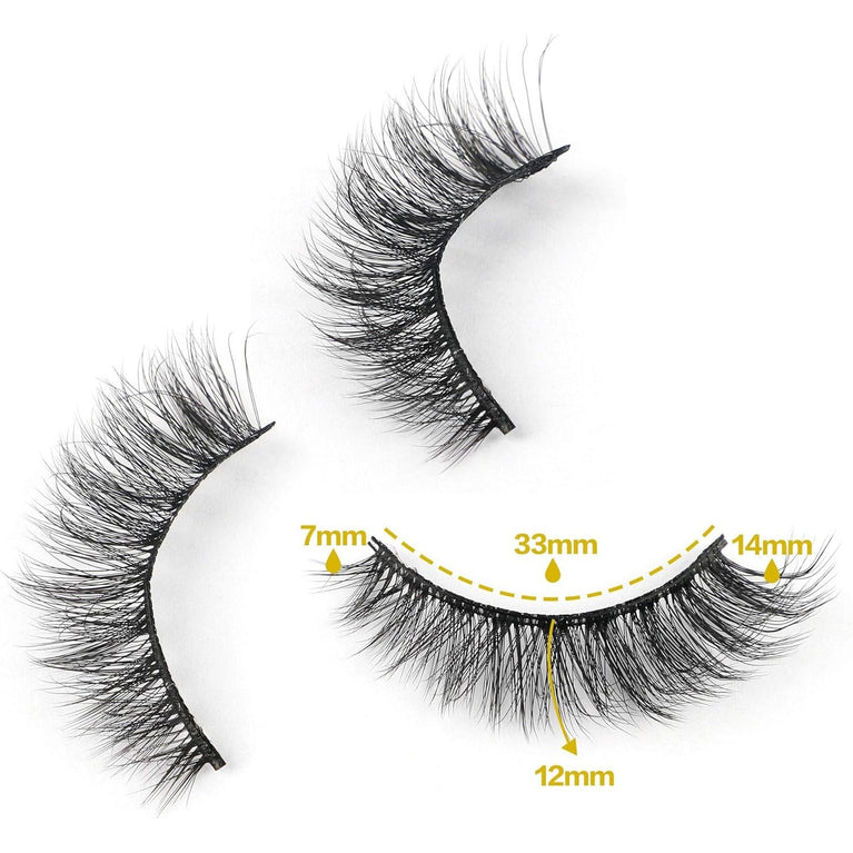 JIMIRE 10 Pairs of Cat Eye-Style Fake Eyelashes - Natural Looking, Lightweight, and Handmade False Lashes - 14mm Pack with Flexible Bands