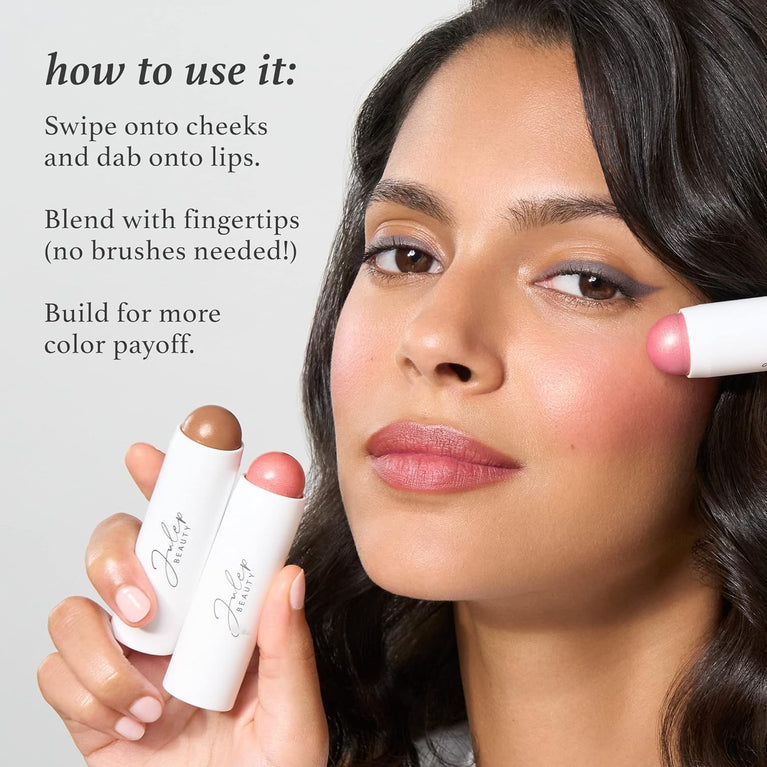 Julep 2-in-1 Blush and Cheek Makeup Stick in Peony Pink - Blendable, Buildable, and Brush-Free
