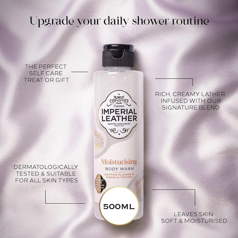 Imperial Leather Cotton Flower & Vanilla Orchid Shower Gel, Pack of 4 x 500ml
