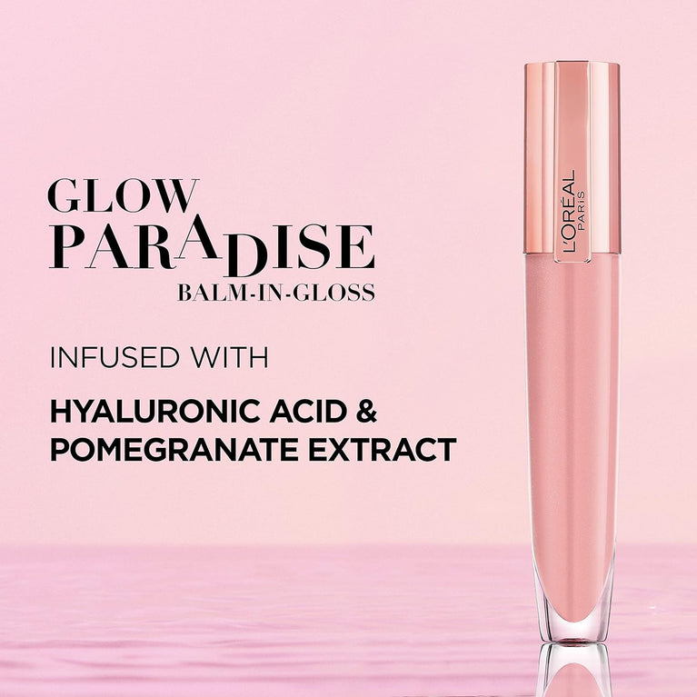 L'Oréal Paris Glow Paradise Hydrating Lip Gloss, Plumping with Hyaluronic Acid and Collagen Complex, Long-lasting Shine in 406 I Amplify Shade
