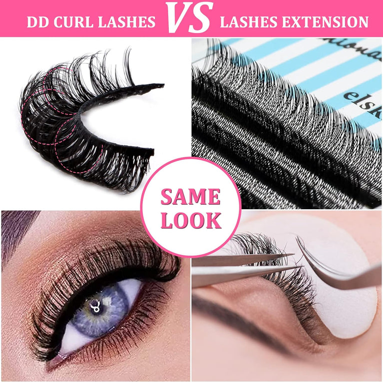 Russian DD-Curl Reusable Faux Mink Eyelashes: Fluffy, Long & Dramatic Handmade Strip Lashes, 10 Pairs, Natural Look (DH0603)