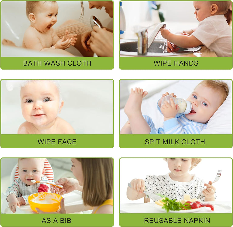Ultra Soft Bamboo Baby Wash Cloths (Pack of 6) for Newborns - White