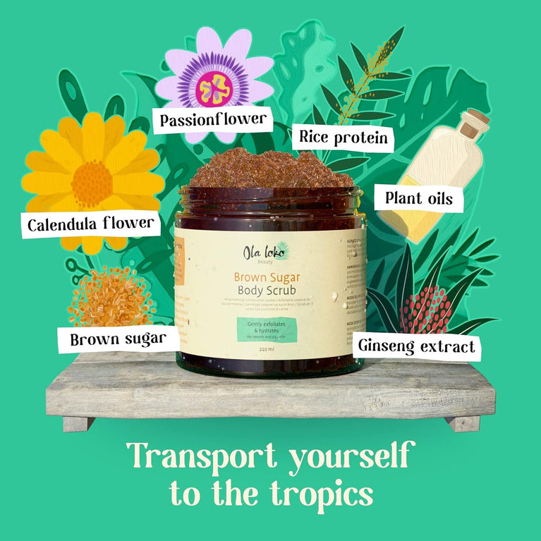 Brown Sugar Scrub - Body Scrub Exfoliator for Women & Men, Exfoliating Body Scrub for Firm and Hydrated Skin, Natural Scrubs & Body Treatments, Vegan Body Exfoliator Scrub for Dead Skin, Salt Scrub