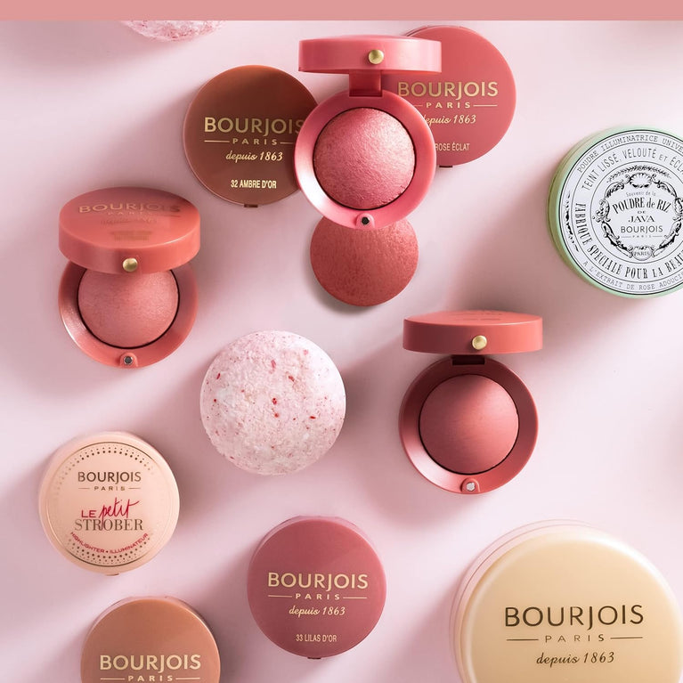 Bourjois Seamless Radiant Blush in 74 Rose Ambre Shade, 2.5g with Compact Mirror and Brush