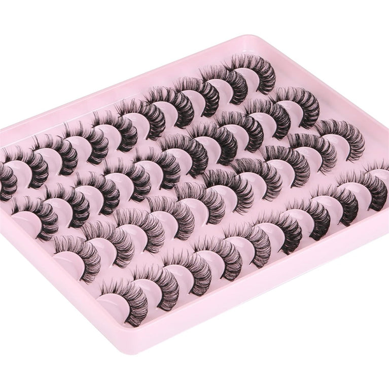 Ruairie Premium Synthetic Fiber D Curl Russian Faux Mink Eyelashes - 20 Pairs Variety Pack of 4 Styles for Natural Glam Look