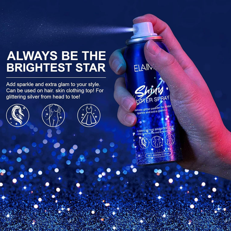 Instant Glitter Highlighter Spray for Body, Face, Hair and Clothes - Waterproof, Long-Lasting, Quick-Dry Shimmer for Parties, Nightclubs, and Stage Makeup (60ml)