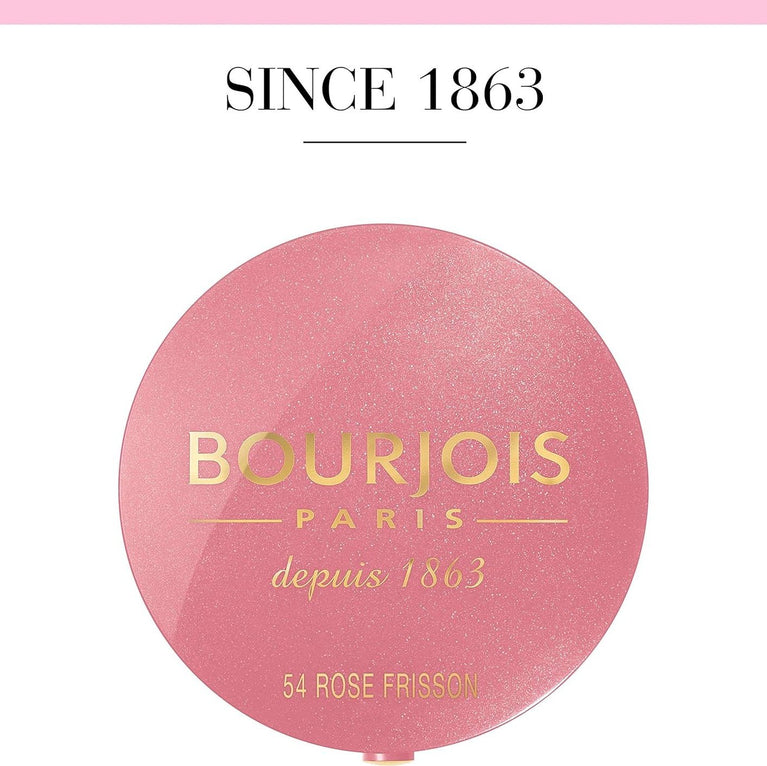 Bourjois 54 Rose Frisson Natural Glow Powder Blush 2.5g - Breakage-Resistant with Baked Technology Formula and Sensual Rose Scent