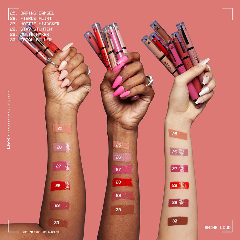 NYX Professional Makeup Shine Loud Lip Gloss, Movie Maker 29, High Pigment, Ultra-Glassy Finish, Long-Lasting, Transfer-Proof, Vegan Formula