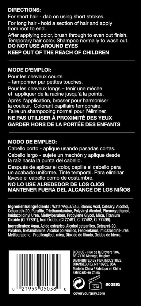 "Irene Gari" Instant Touch Up To Cover Your Gray Brush In Hair Mascara (Jet Black) 7 grams