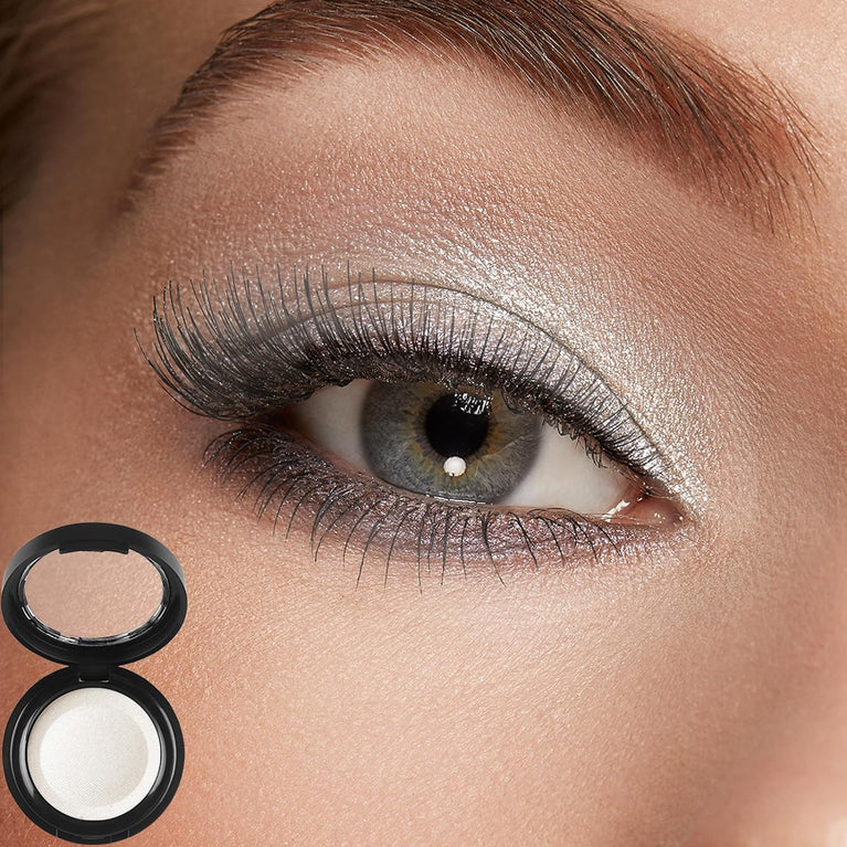 White Single Shimmer Eyeshadow - High Pigment, Long Lasting, Waterproof Makeup Powder Palette