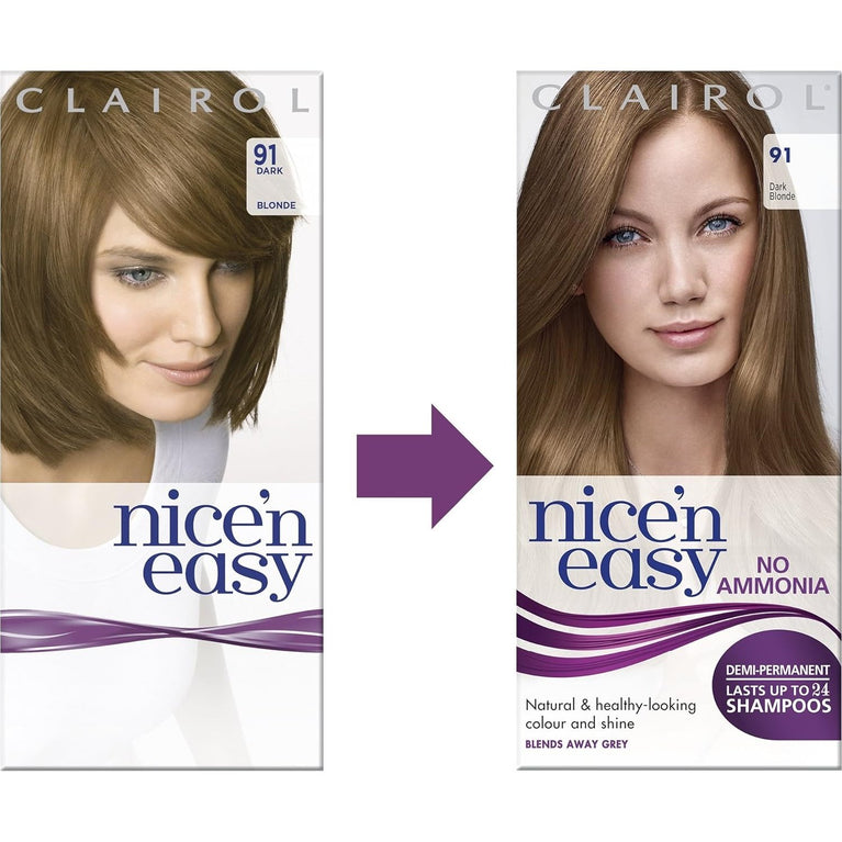 Clairol Nice'n Easy No Ammonia Hair Dye, 91 Dark Blonde