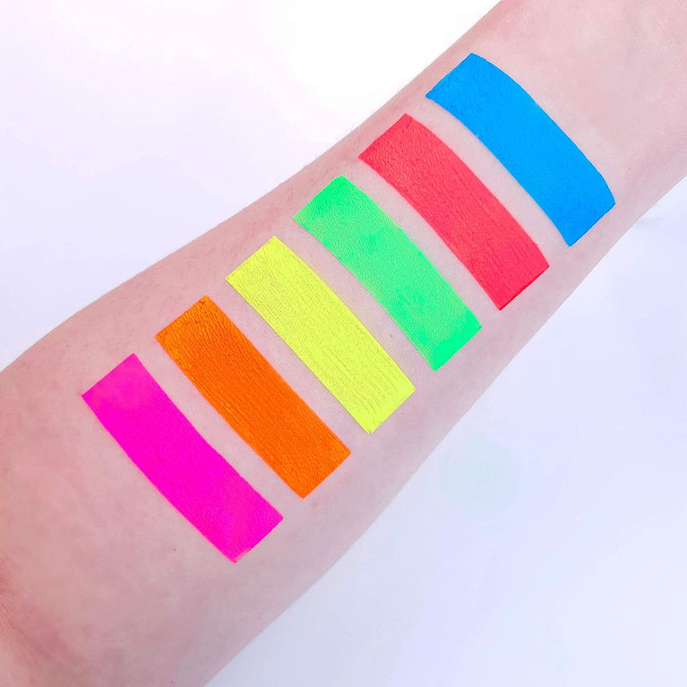 6-Pack Ultra-Bright UV Reactive Neon Face and Body Paint Set - Perfect for Parties, Festivals, and Glow Runs!