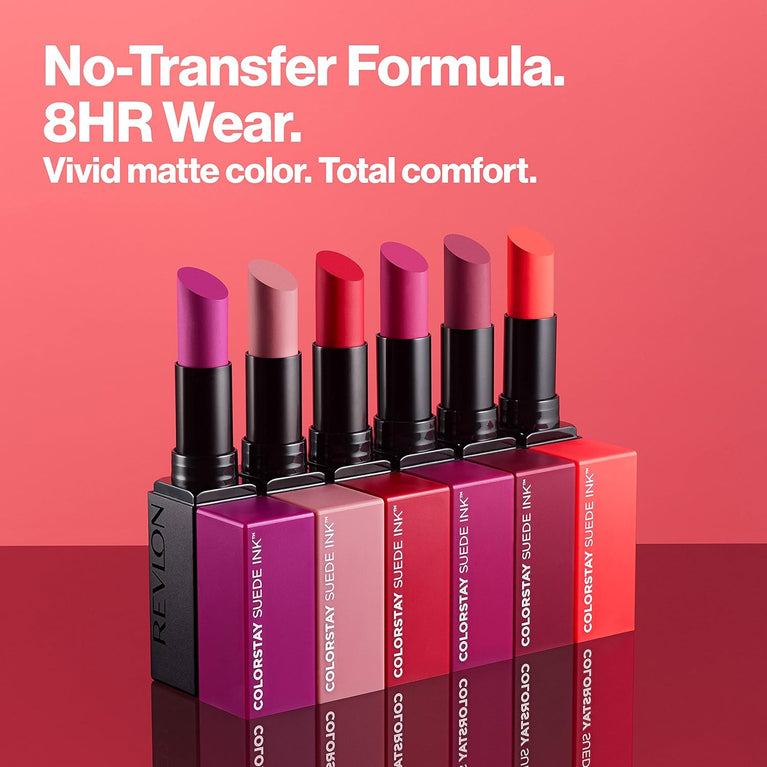 Revlon ColorStay Flame-Red Suede Ink Lipstick with 8HR No-Transfer Formula