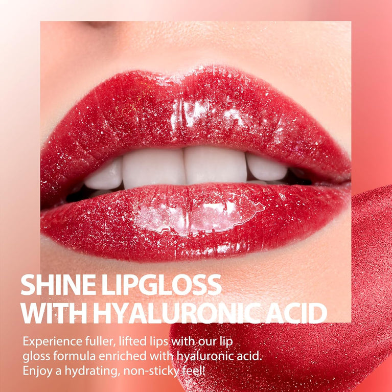 LANGMANNI Trio Lip Gloss Set with Hyaluronic Acid - Moisturizing, Shine Enhancing, and Long-Lasting Lip Hydrator, 0.1oz/pc (#1+#2+#3)