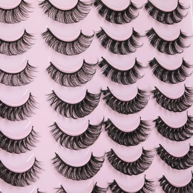 Ruairie Premium Synthetic Fiber D Curl Russian Faux Mink Eyelashes - 20 Pairs Variety Pack of 4 Styles for Natural Glam Look