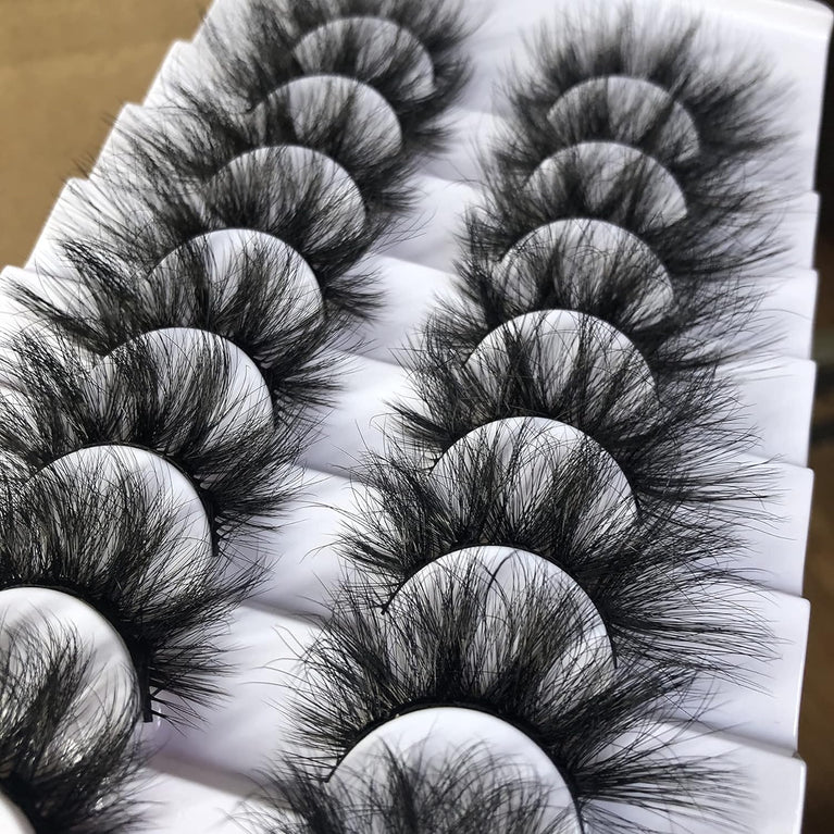 GMAGICTOBO Handmade 20mm 3D Mink False Eyelashes, 8 Pairs Fluffy Wispy Dramatic Eye Lashes Pack with Thick Volume, Soft and Lightweight for Bold Queen Makeup Look