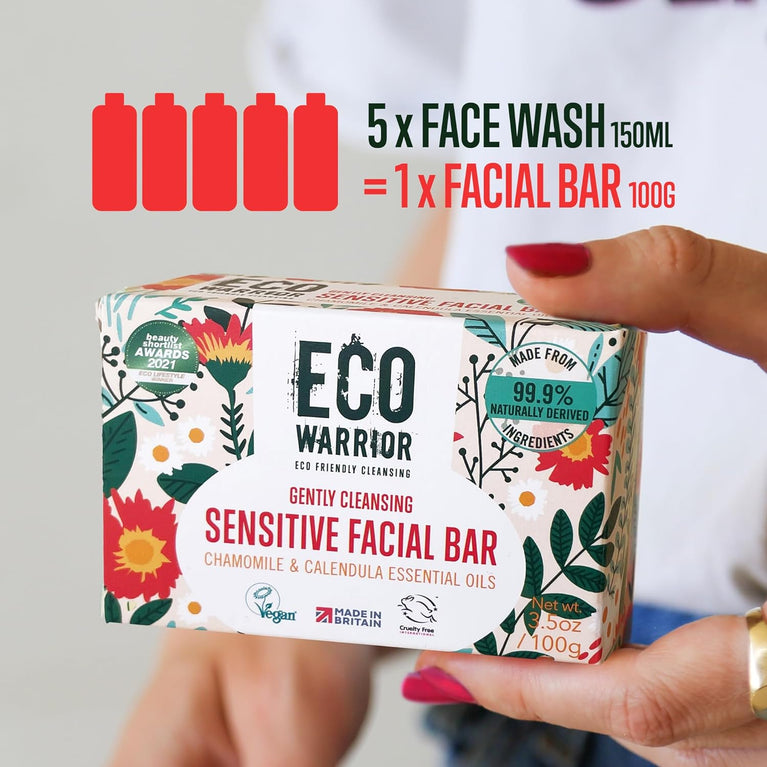 Gentle Vegan Facial Soap Bar with Olive, Chamomile & Calendula Oils - Natural, Cruelty-Free, Eco-Friendly 100g