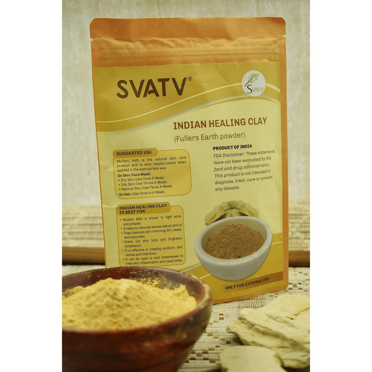Indian Healing Clay Face Mask for Pore Cleansing & Skin Hydration with Fullers Earth Powder | Multani Mitti | Natural Skin Care Solution 227g