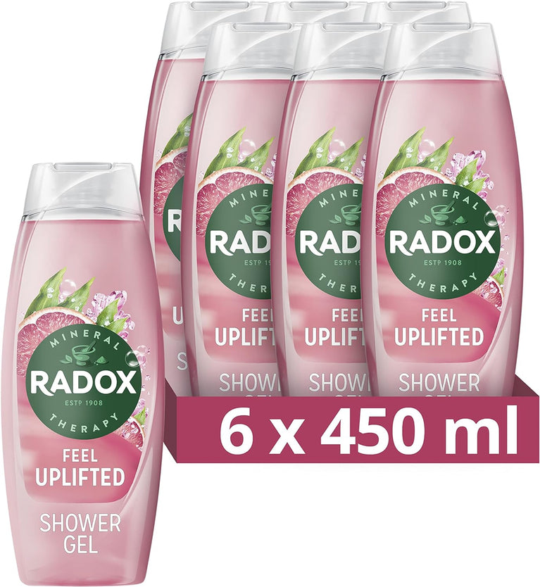 Invigorating Radox Mineral Therapy Shower Gel with Grapefruit & Ginger Scent - 450 ml (Pack of 6)