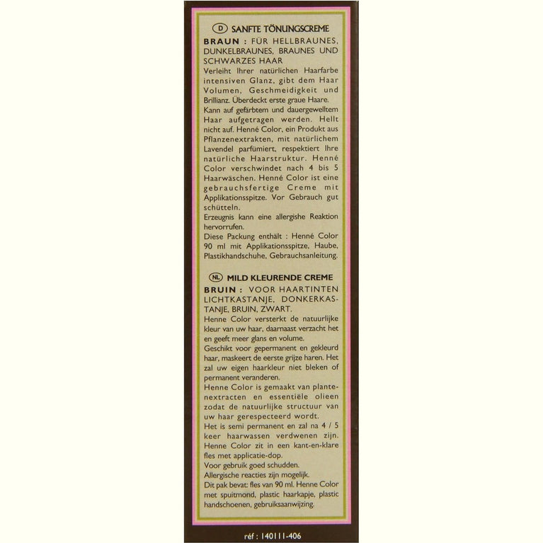 Henne Color NJD-LHBW3 Brown Henna Hair Colouring Cream 90 ml