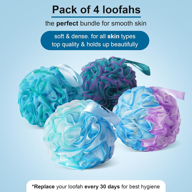 Luxurious Large 75g Loofah Shower Puff Set - Exfoliating Bath Sponge