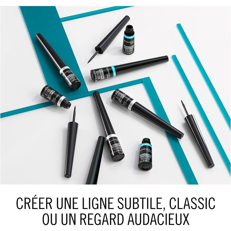 RIMMEL LONDON Scandal'eyes Dramatic Liquid Eyeliner - Waterproof & Smudge-proof - Intense Pigmentation & Matte Finish - 001 Black - 2.5ml