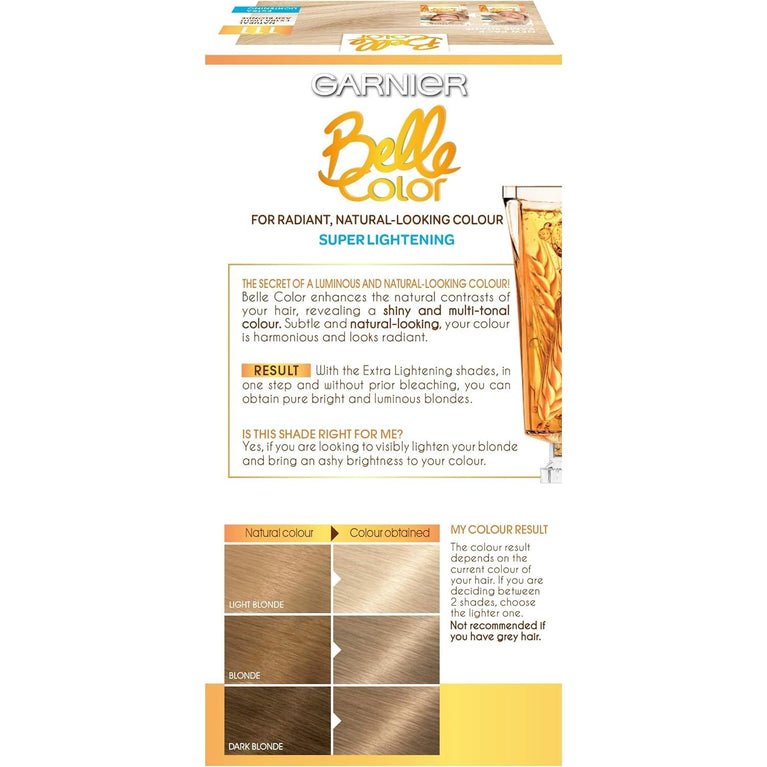 Garnier Belle Color Blonde Hair Dye - 111 Extra Light Ash Blonde (Pack of 3) for Natural-Looking Hair with Grey Coverage