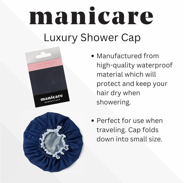 Manicare Luxury Waterproof Shower Cap - Blue, One Size