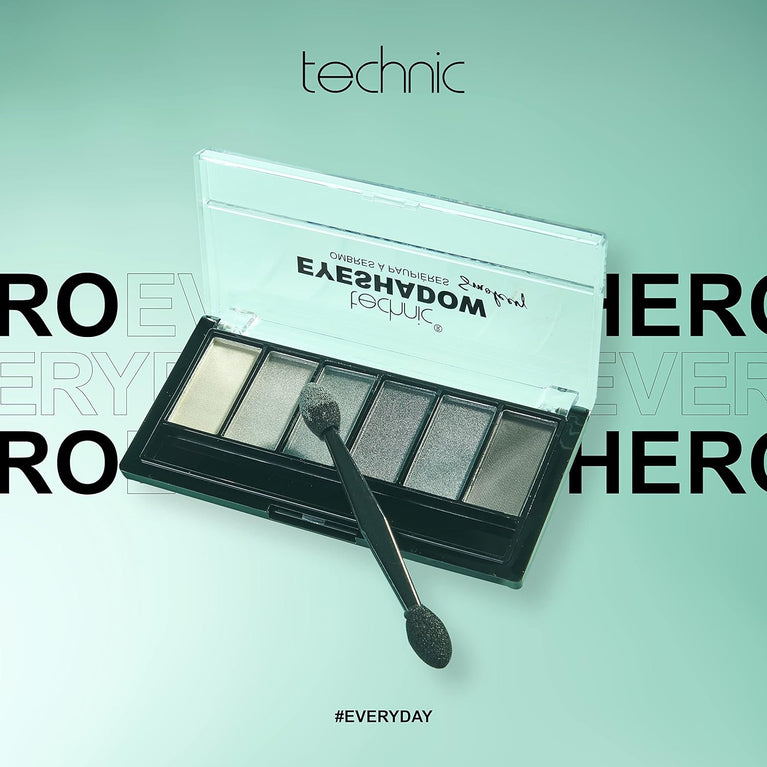 Technic Professional Smokey Eyeshadow Palette - 6 High-Pigment Grey, Silver & Charcoal Matte & Shimmer Shades for Extended Wear and Effortless Smokey Eye Creation, PETA Approved and Suitable for Vegans, 7.2g