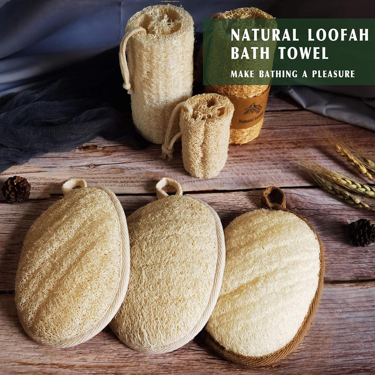 Eco-Friendly Natural Loofah Sponge Exfoliating Body Scrubber (3 Pack)