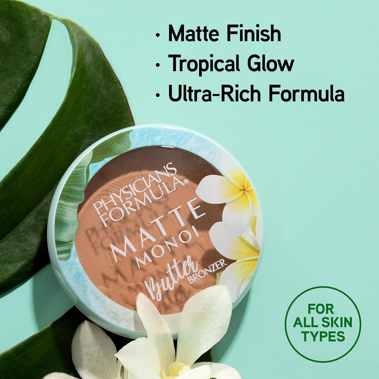 Physician's Formula, Inc.'s Tahitian Glow Matte Monoi Butter Bronzer - A Water-Proof, Vegan-Friendly Bronzing Solution with Extended Wear
