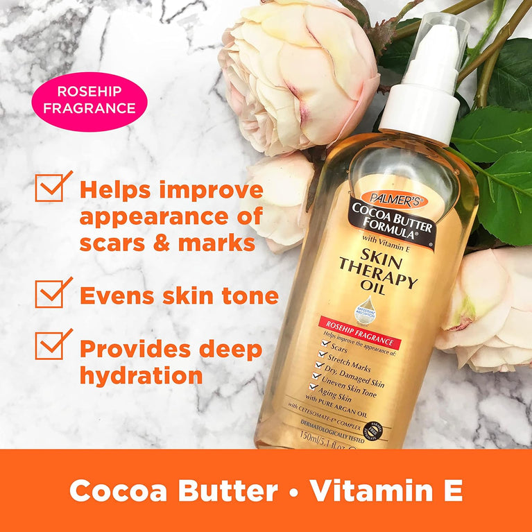 Palmer's Cocoa Butter Formula Skin Therapy Oil with Vitamin E and Rosehip Fragrance for Women, 60 ml